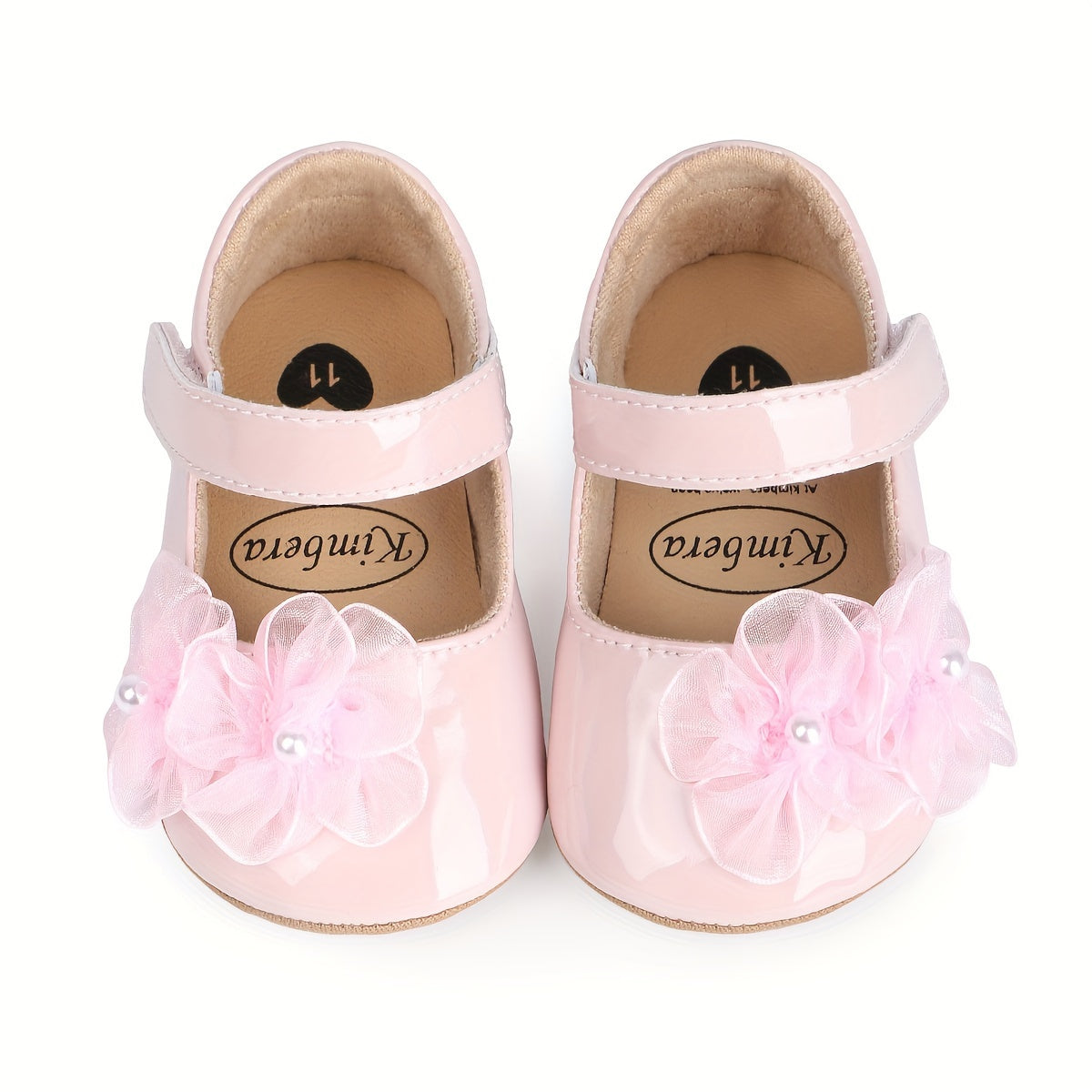 Bolalar qizlar uchun Mary Jane flats, gullar bilan bezatilgan, bahor va kuz uchun