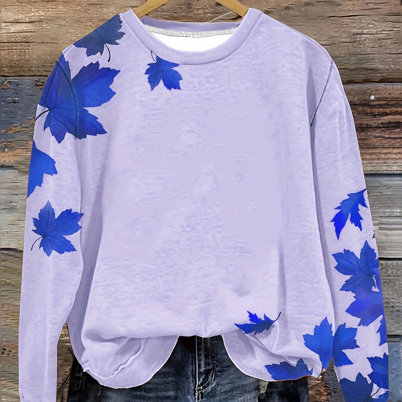 Plus o'lchamli Maple Leaf bosma pullover svitshot uzun sleeve krujkek casual kuz qish ayollari