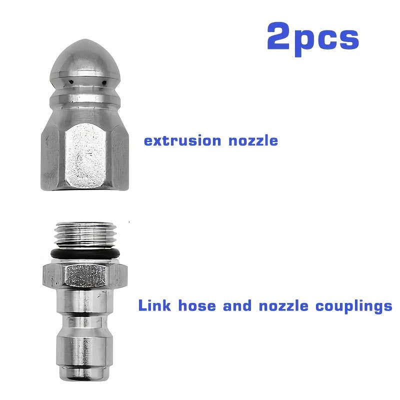Set of 2 Stainless Steel Drainage Nozzles with Porous Design and 1/4 Inch Quick Plugs