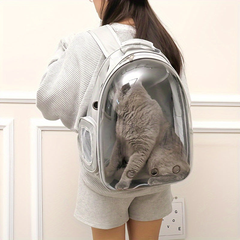 Transparent Cat Backpack Carrier for Large Cats Breathable Zipper Closure Double Shoulder Straps