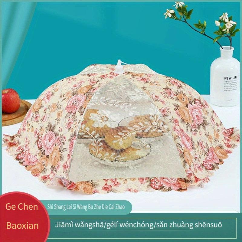 Foldable Floral Food Cover with Large Capacity, Rectangular and Round Mesh Dust Fly Protection