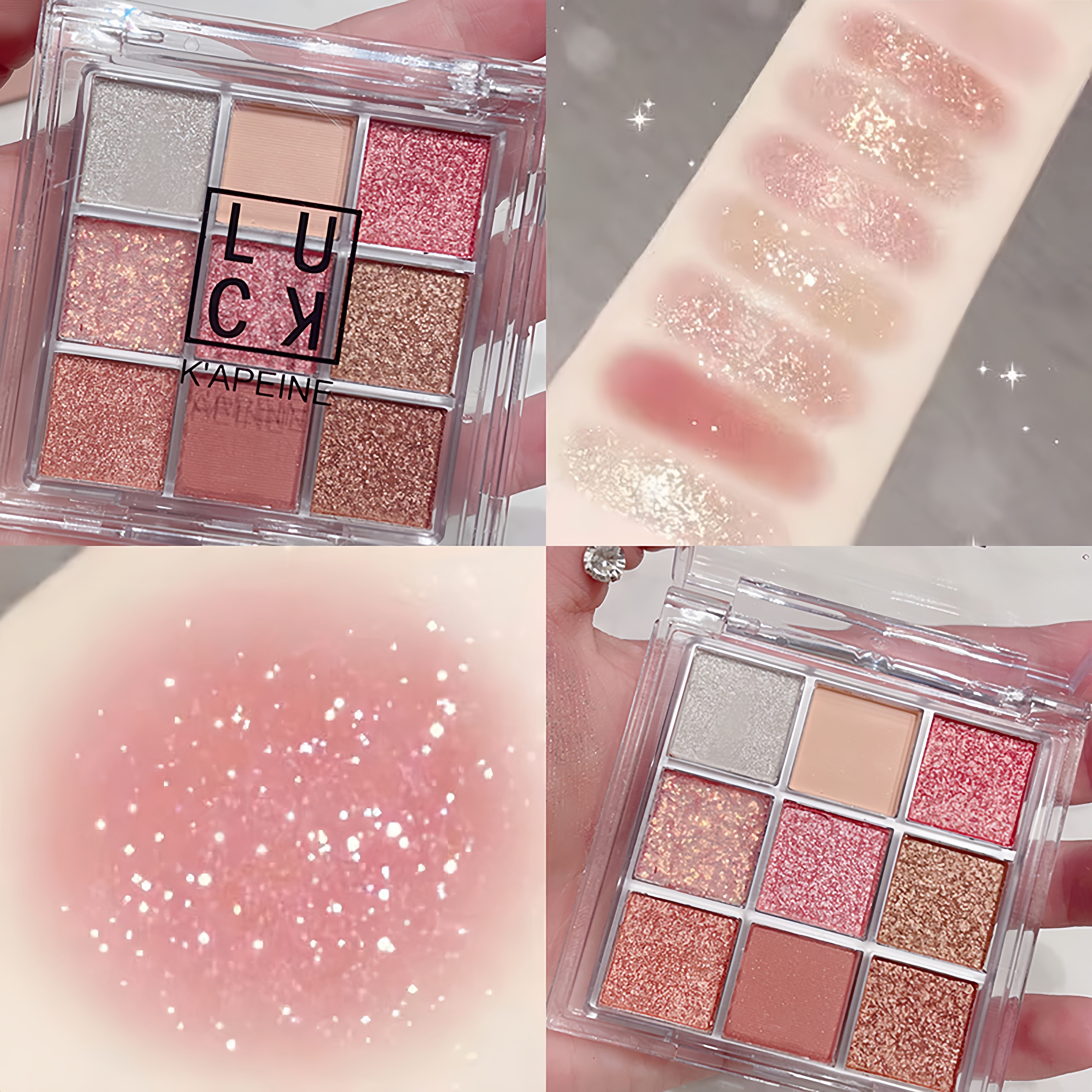 Transparent Eyeshadow Palette with 9-18 Colors Matte Shimmery Pink Yellow Silver