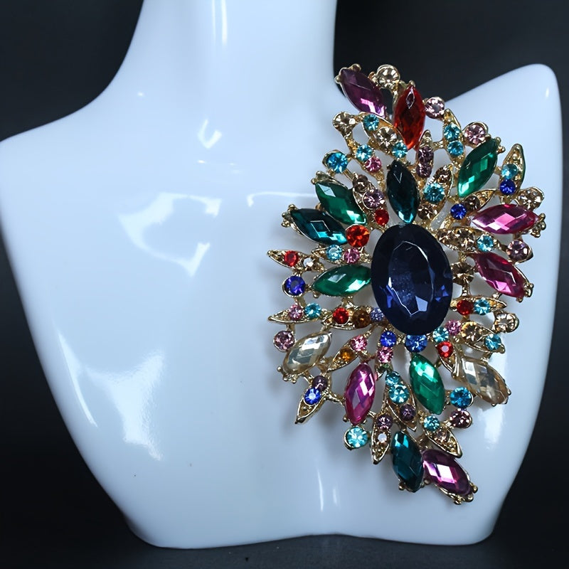 Flower-Shaped Rhinestone Brooch for Women's Attire Stylish Jewelry Accessory