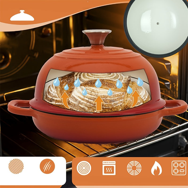 Teal Enameled Cast Iron Dutch Oven 9.5-Inch Round Bread Baking Pot