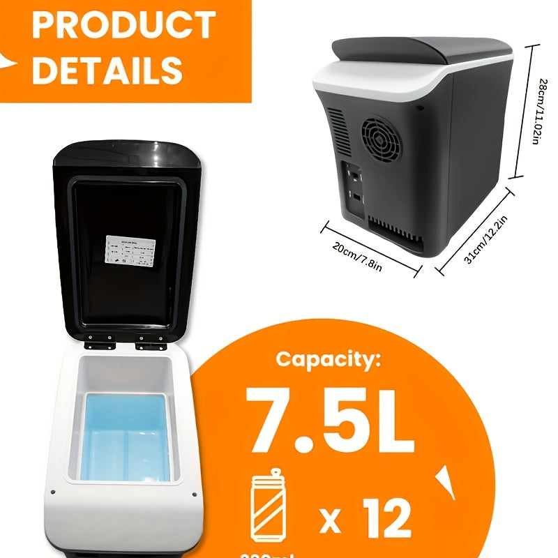 Мини-холодильник для автомобиля 7,5 л портативный охладитель для кемпинга, автодома, грузовика 12В