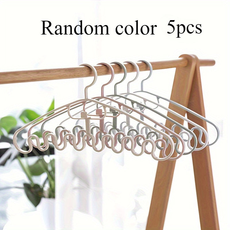 Set of 5 Plastic Hangers with Wave Design for Scarves and Accessories, Space Saving Organizer