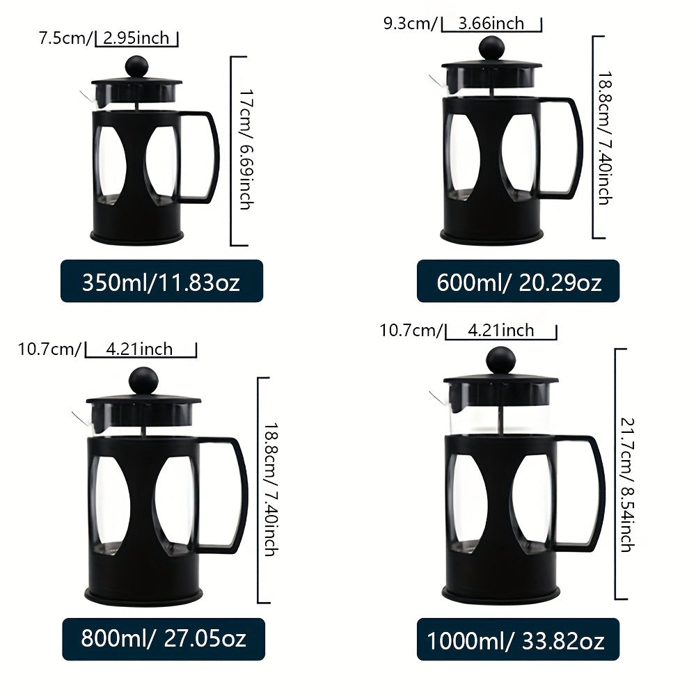 Glass French Press Coffee Maker with Stainless Steel Filter 4 Cup Capacity