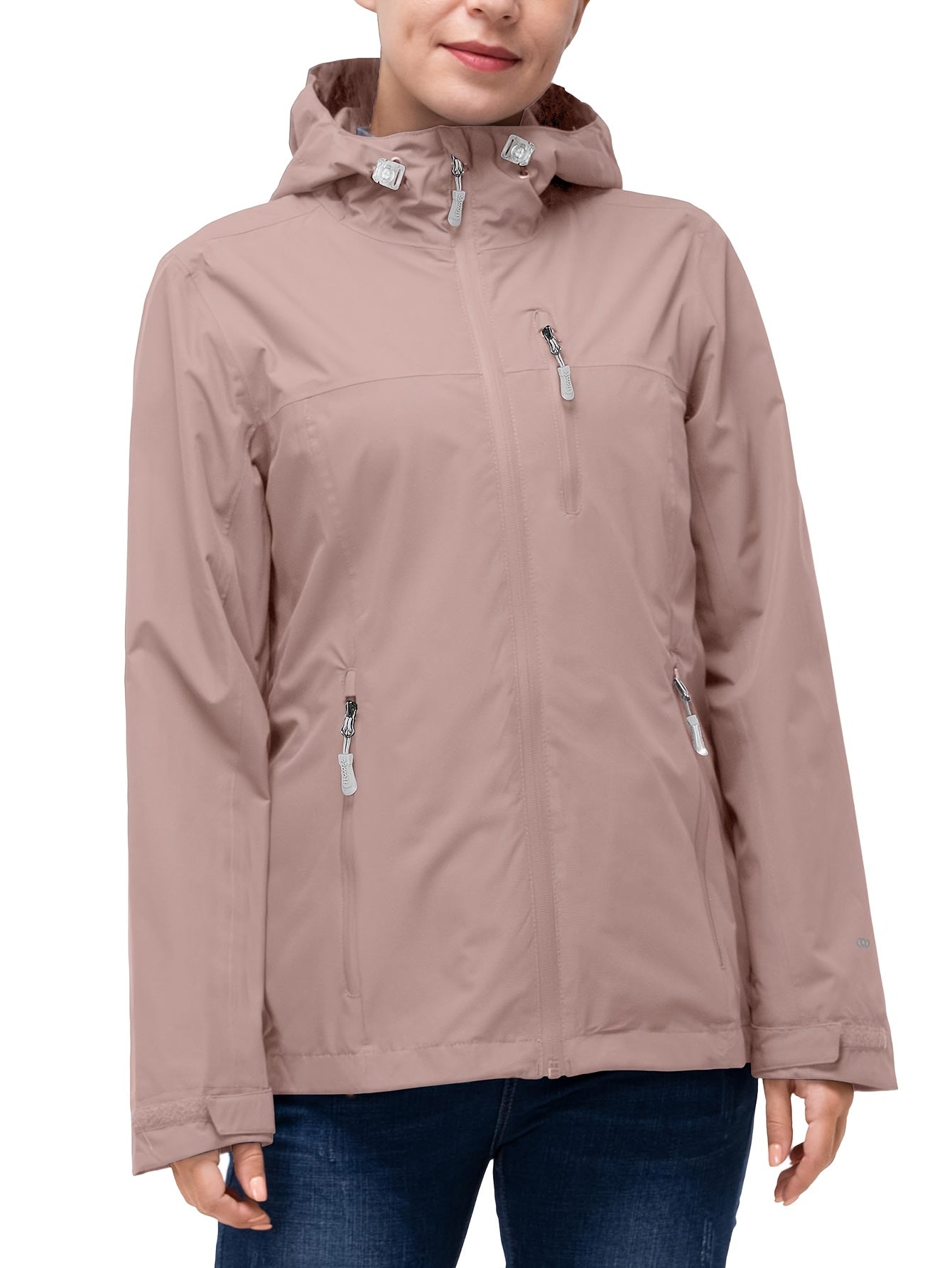 Women's Packable Lightweight Windbreaker Jacket with Hood and Inner Pocket