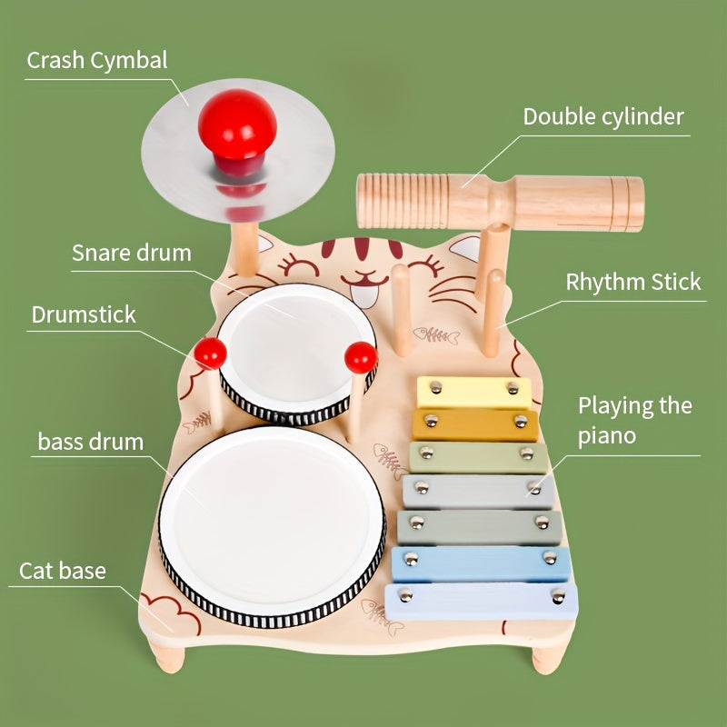 Juego de tambores de percusión de madera para niños a partir de 18 meses instrumento musical educativo aprendizaje sensorial