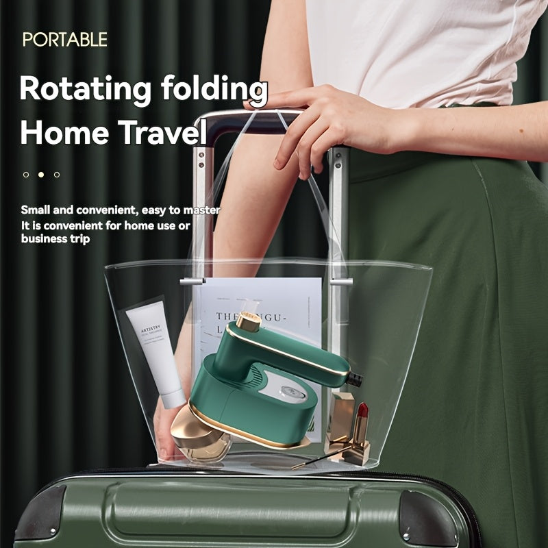 Mini qoʻl bilan sayohat uchun temir bugʻlovchi, kompakt, bukadigan kiyimlar bugʻlovchi, oq/yashil