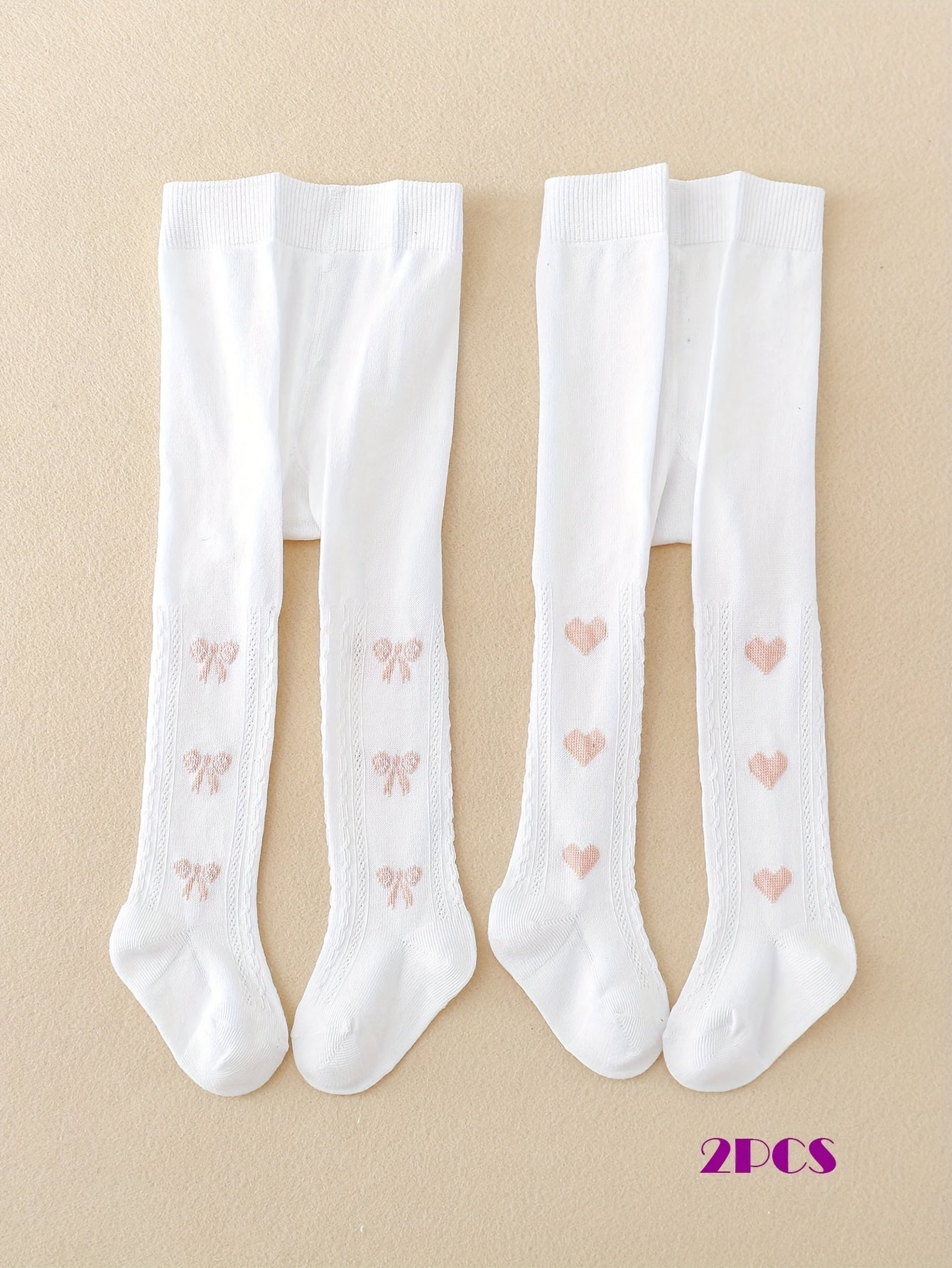 Girls' Leggings Set with Bowknot Pattern for Spring and Fall Kids' Skinny Knit Fabric