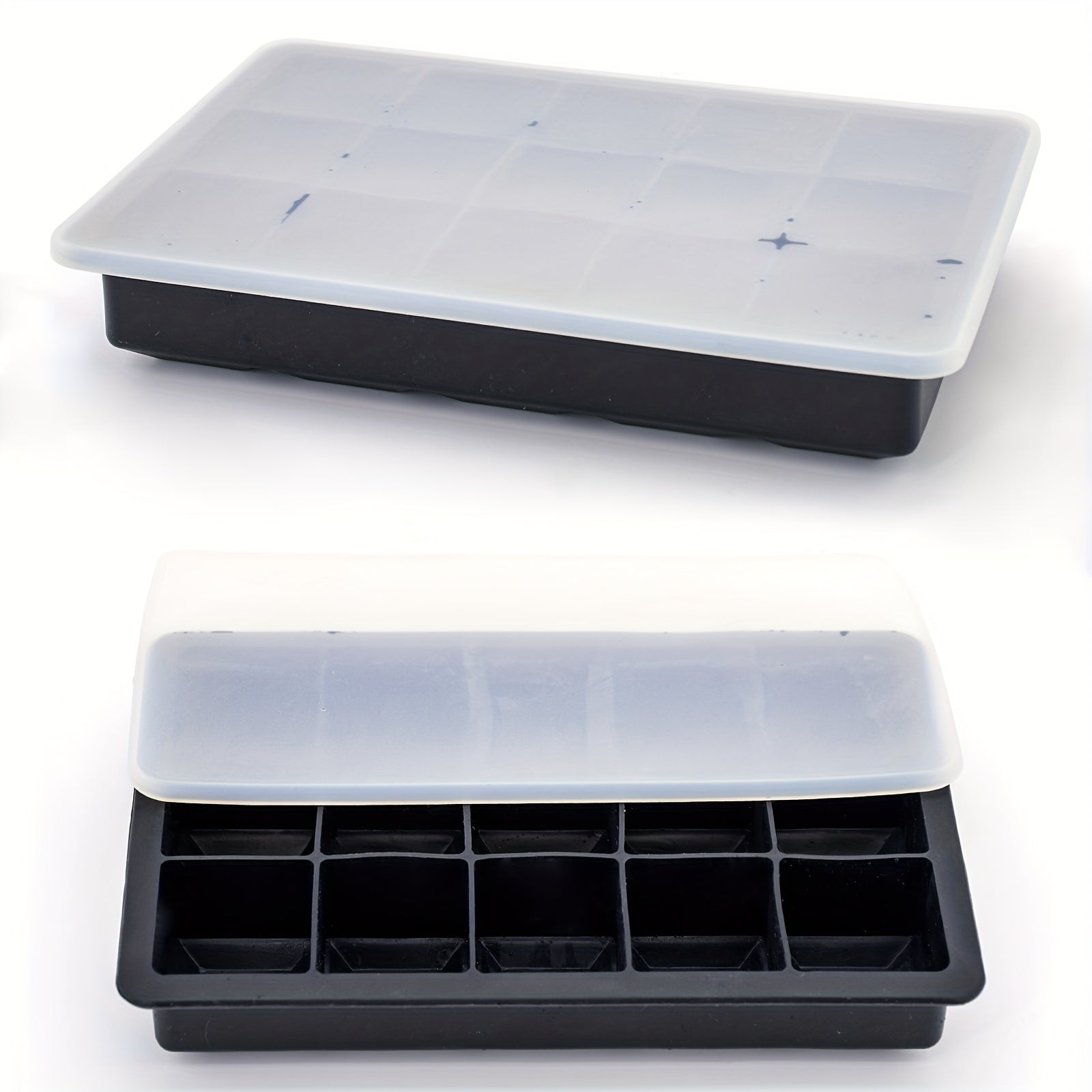 Square Silicone Ice Tray 15-Cavity Reusable Freezer Mold Easy Release