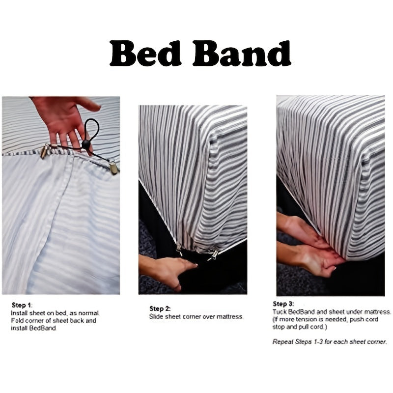 Set of 4 Adjustable Bed Sheet Fasteners Non-Slip Elastic Clips Black