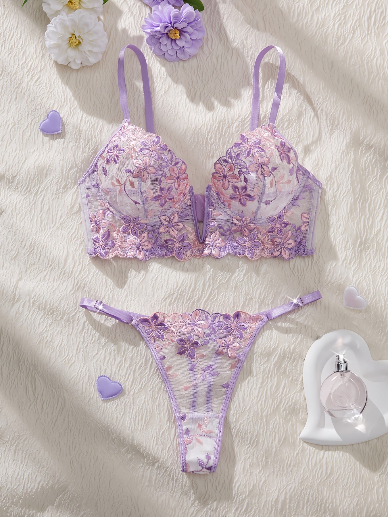 Women's Light Purple Lingerie Set for Valentine's Day Eve