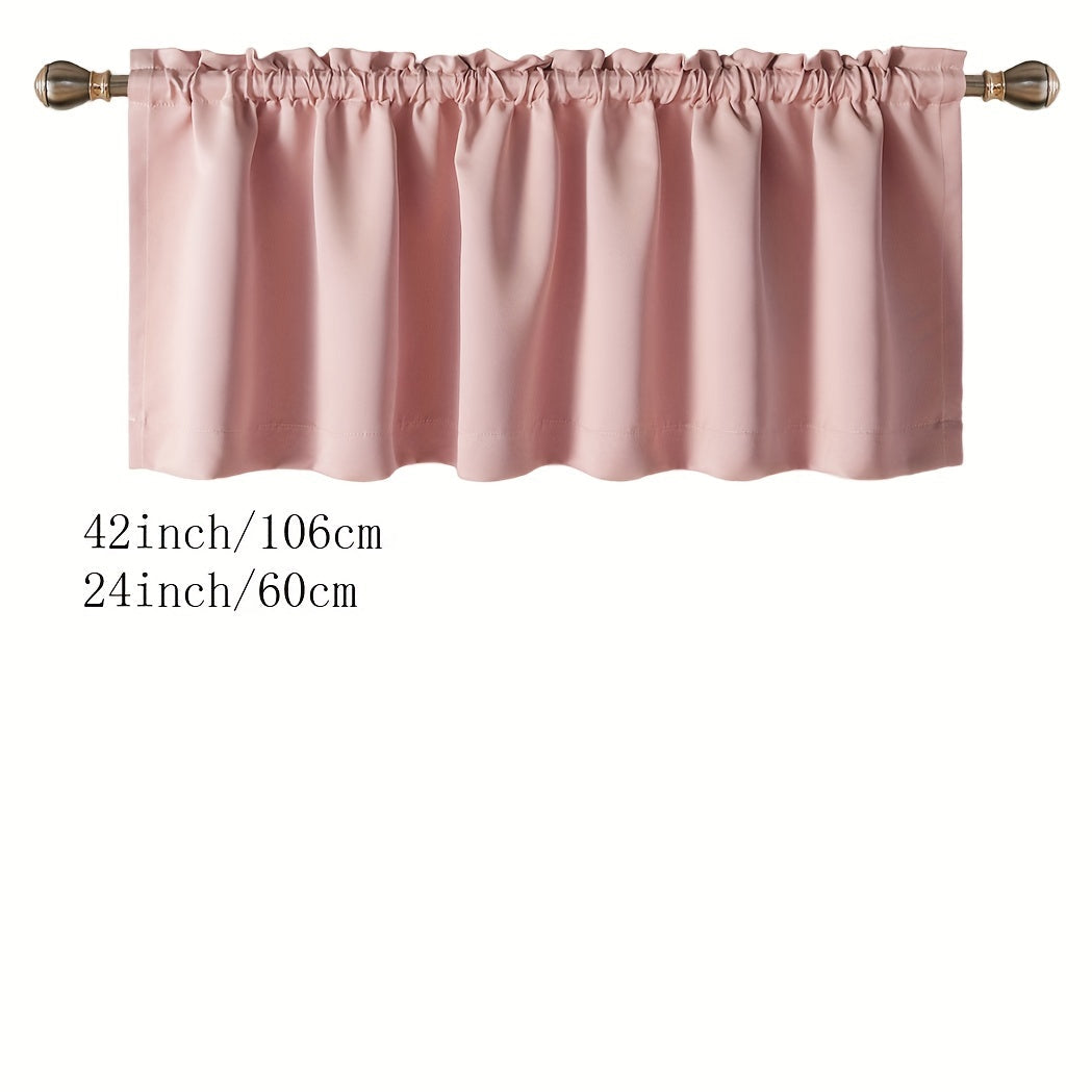 Blackout Insulated Rod Pocket Window Valance for Kitchen Black