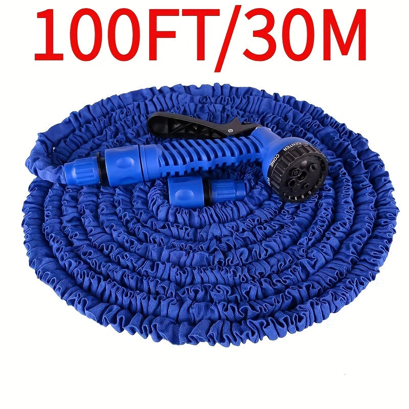 Универсальный выдвижной садовый шланг с распылителем, прочный резиновый материал для мойки автомобилей под высоким давлением и орошения. Совместим со стандартами резьбы в Европе и Америке, доступен в