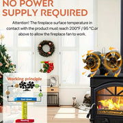 Portativ Ikki Boshli 12-Pichoqli Pechka Ventilyatori - Batareyalar Kerak Emas, Yog'och va Gaz Pechlarida Samarali Issiqlik Taqsimoti uchun Termoelektrik Texnologiya, Alyuminiydan Yasalgan