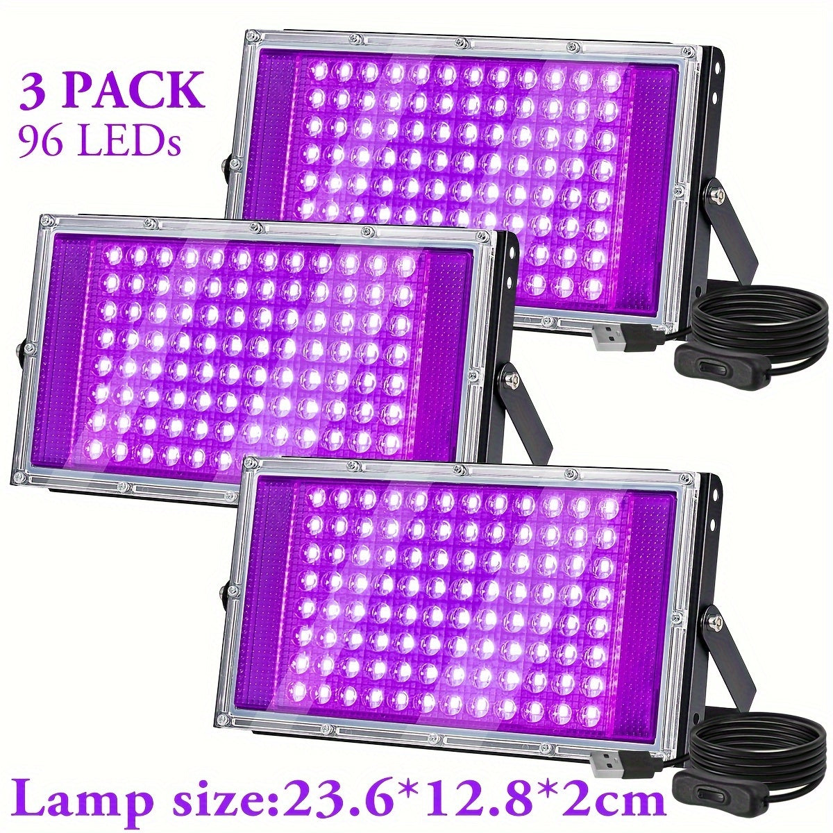 UV Black Light Pack 50/96/144 LEDs USB Powered for Party Halloween Fluorescent Posters