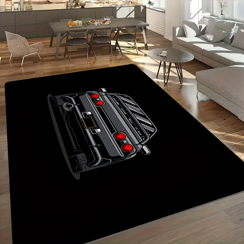 Colorful Sports Car Design Rug Non-Slip Washable Indoor Carpet 119x160 cm