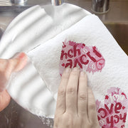 Kitchen Cleaning Set With Heart Pattern Dishcloth Scouring Pad and Cloth