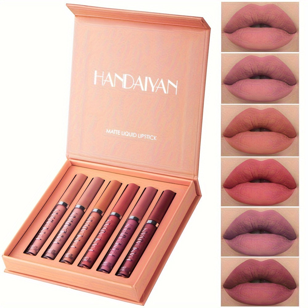 6-Piece Matte Liquid Lipstick Set Waterproof Long-Lasting Non-Stick Pink Purple Red