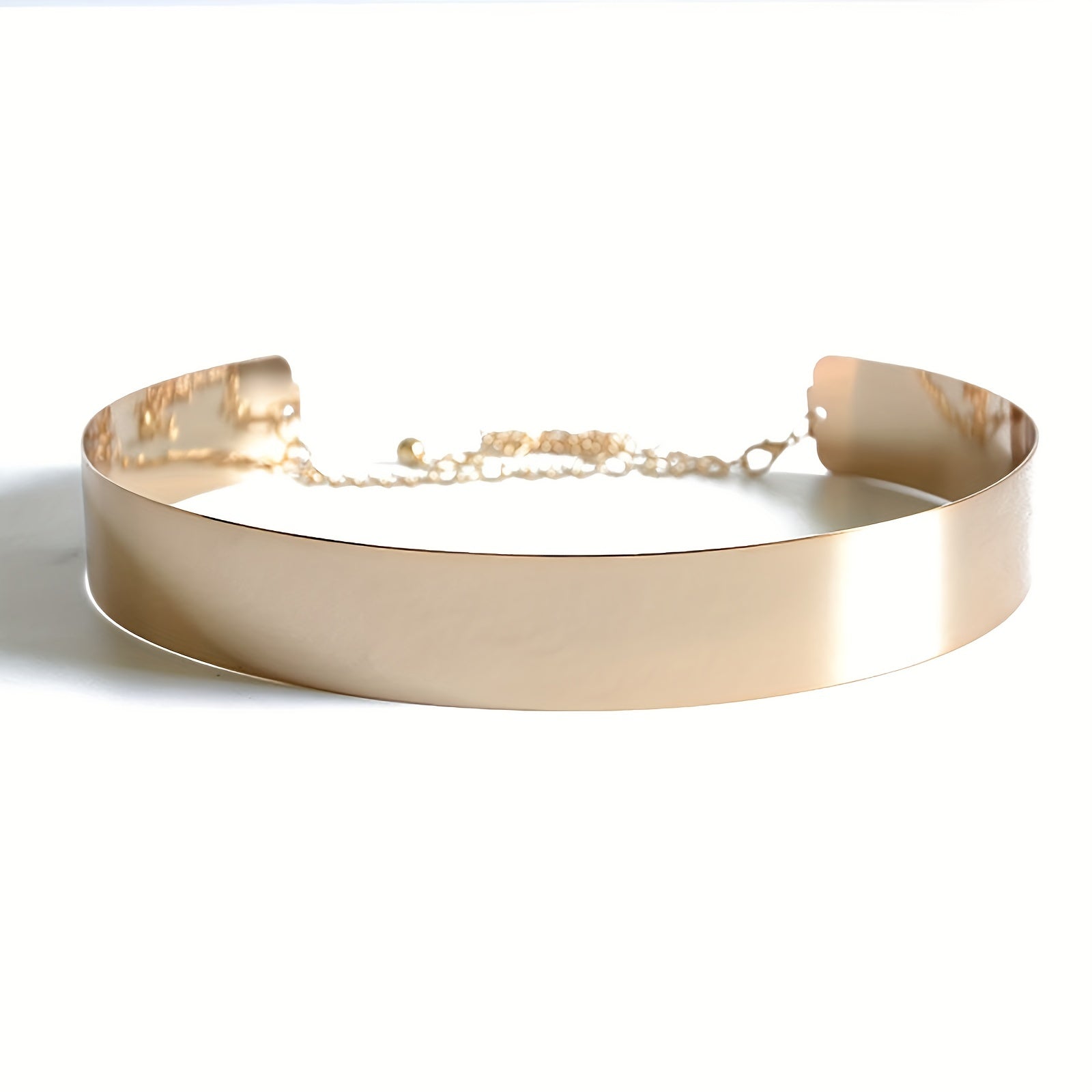 Women's Polished Iron Wide Belt with Shimmering Shine Elegant Metal Girdle