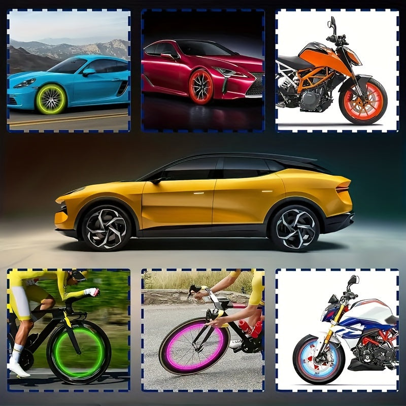 16pcs Fluorescent Skull Tire Valve Caps Glow-in-Dark Red for Cars Bicycles Trucks