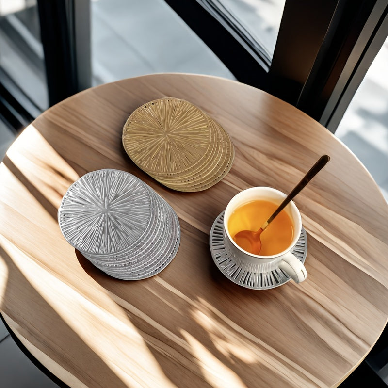 Set of 6 Fireworks Coasters PVC Washable Reusable Non-slip Heat Insulation for Coffee Wine Tea