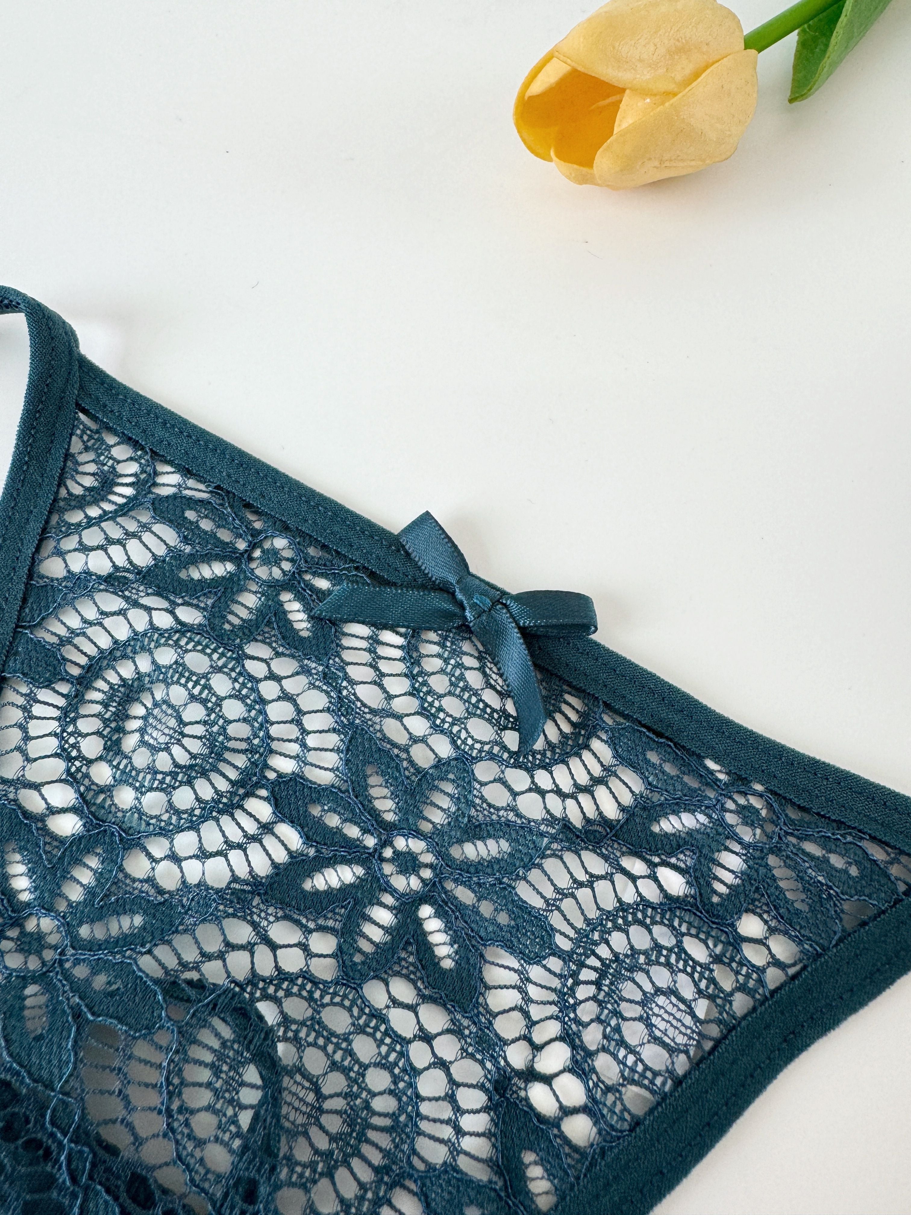 Women’s Low Waist Thong with Lace and See-Through Design 8-Pack