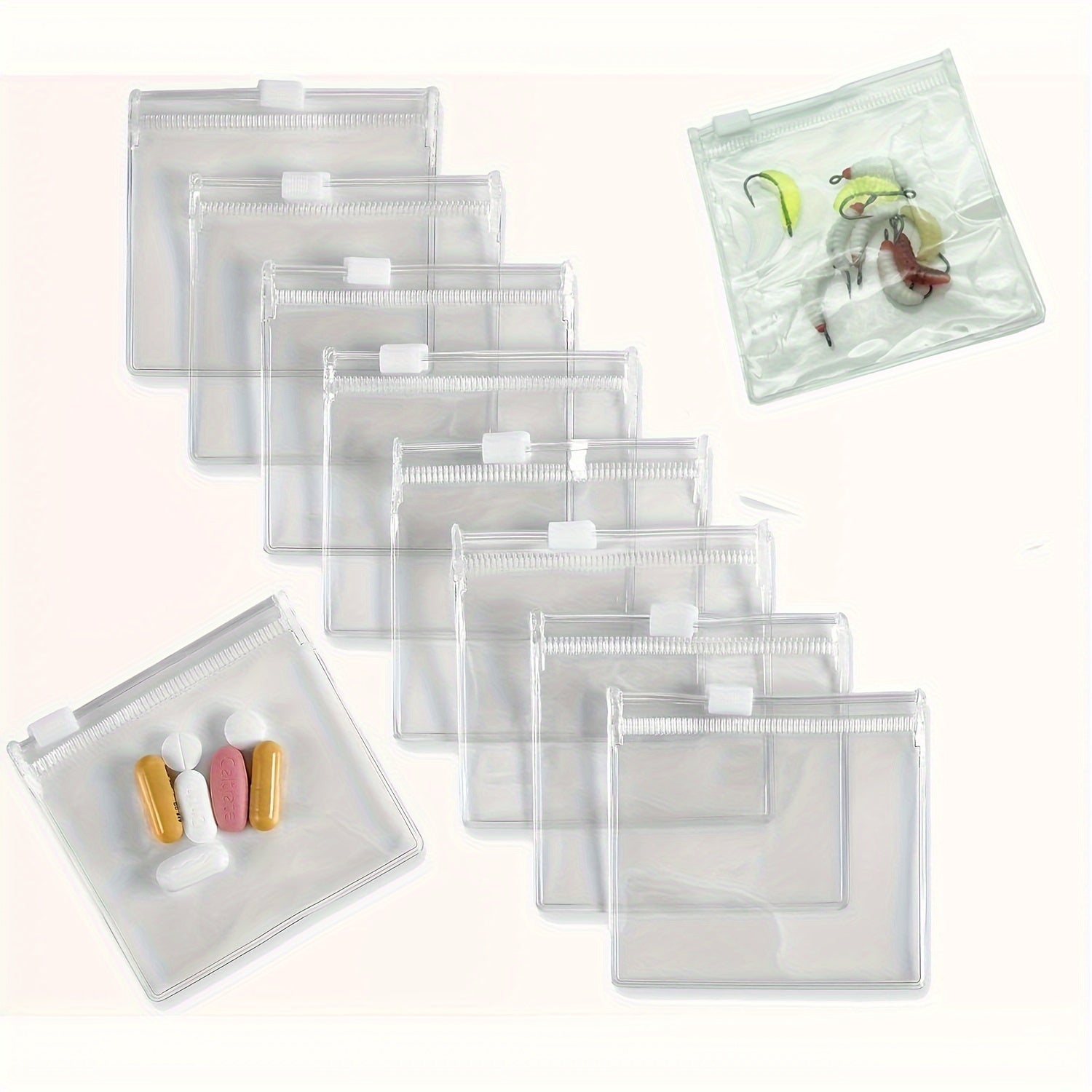 Reusable Medicine Bag Set with Zipper and Self-Sealing Closure