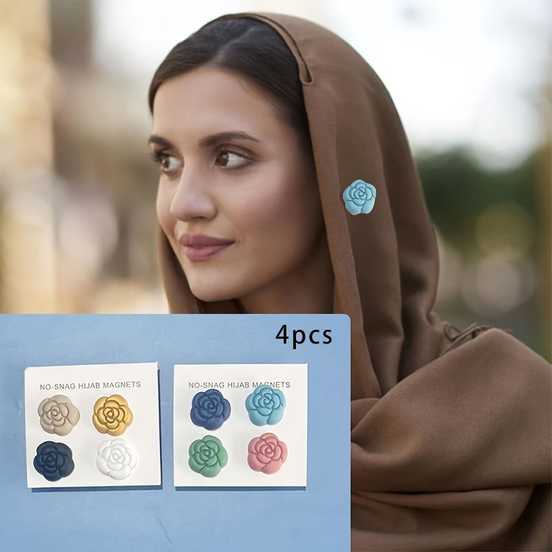 Set of 4 Middle Eastern-Inspired Magnetic Brooches for Scarves and Hijabs