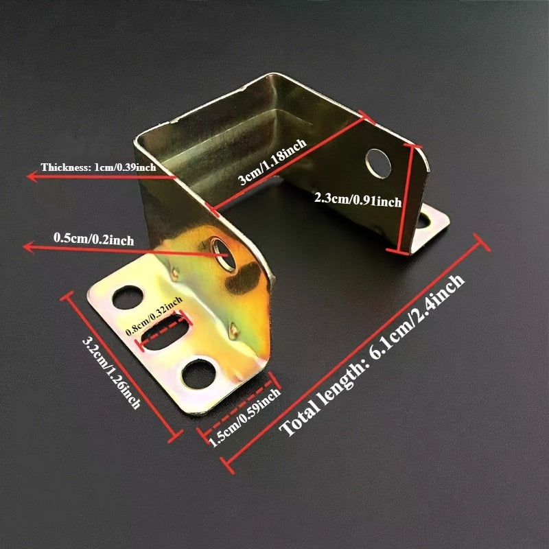 Heavy Duty Metal Bed Frame Brackets L-Shaped Corner Support Hooks Yellow 4 Pieces