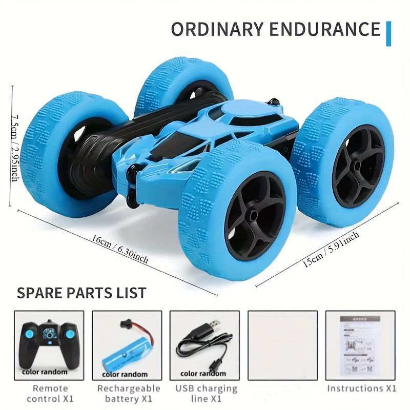 Coche de acrobacias RC para niños de 2.4GHz, rotación de 360°, 4WD, faros LED, batería recargable