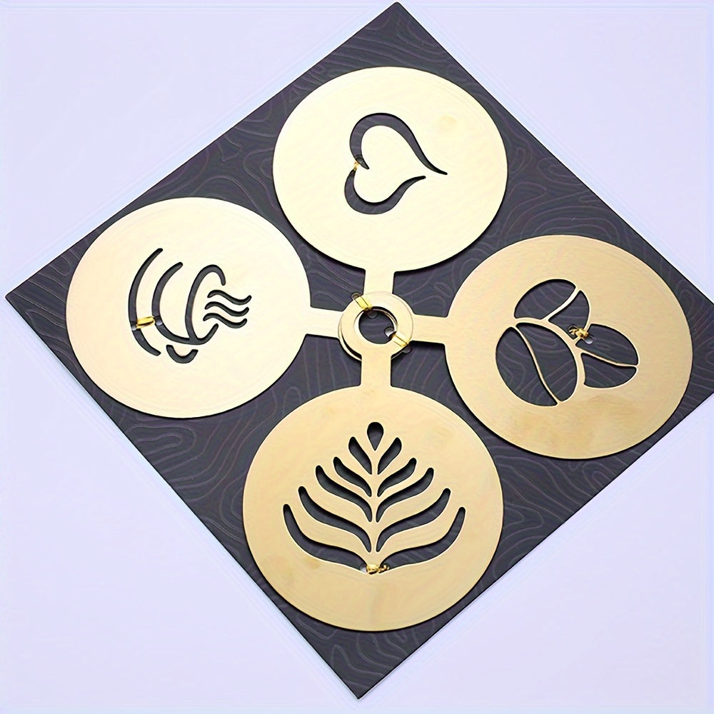 Stainless Steel Cake and Coffee Stencils Set for Lattes Cakes Cookies 4 Pack