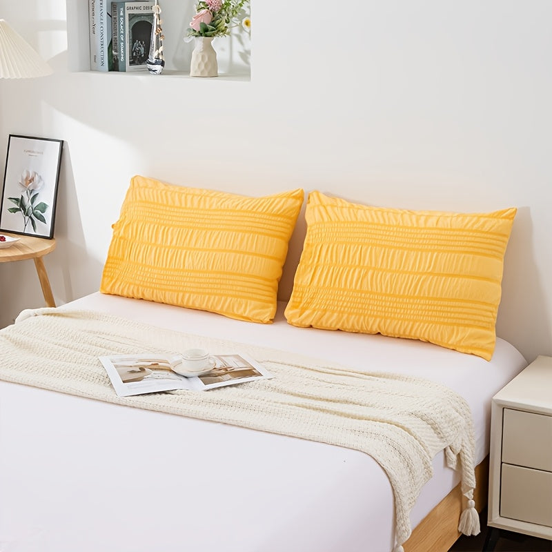 Set of Two Pillowcases 50x70 Inches Skin-Friendly Polyester Spandex Soft Comfort