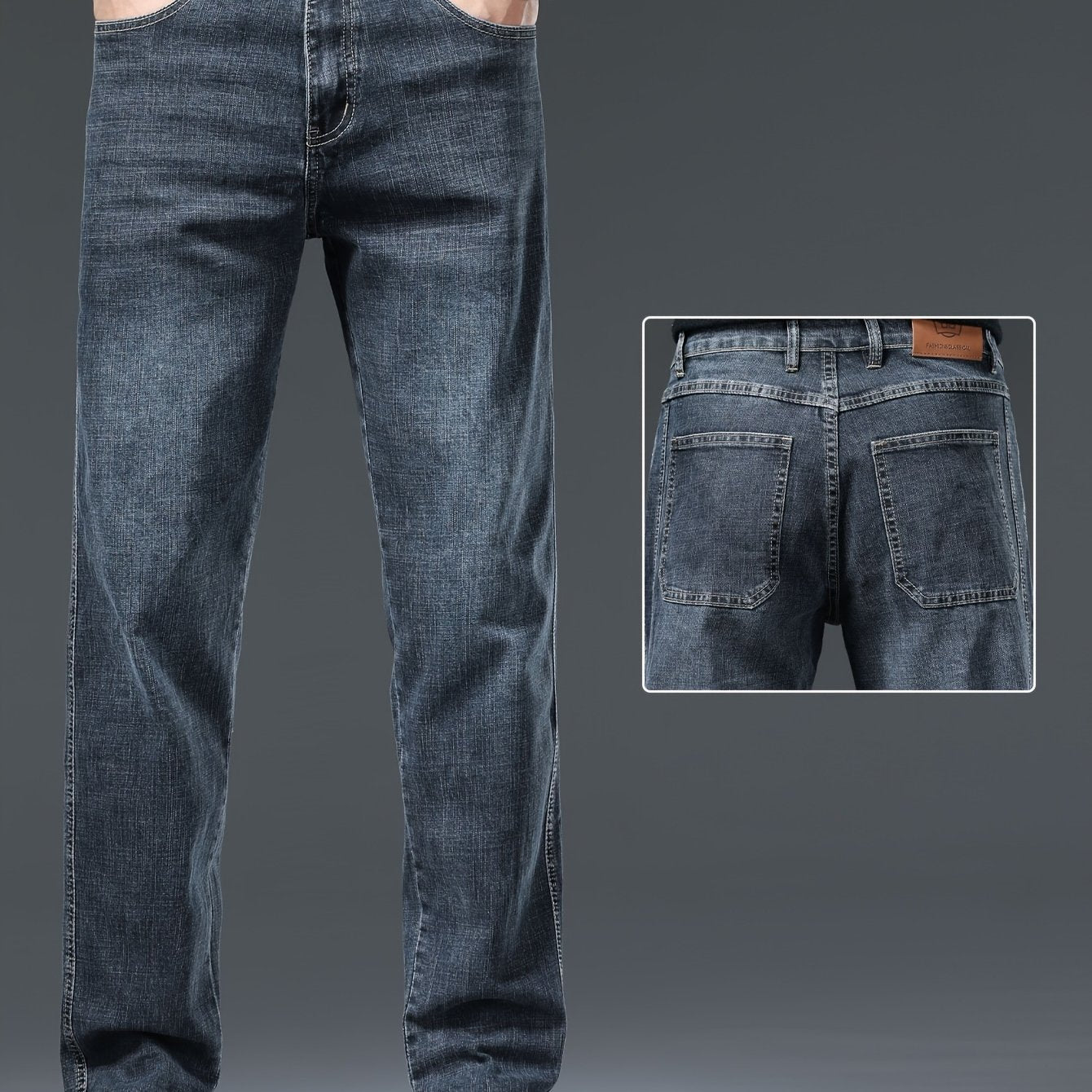 Мужские джинсы Regular Fit из денима с прямыми штанинами, застежка-молния, средняя посадка, геометрическая стирка, хлопковая смесь