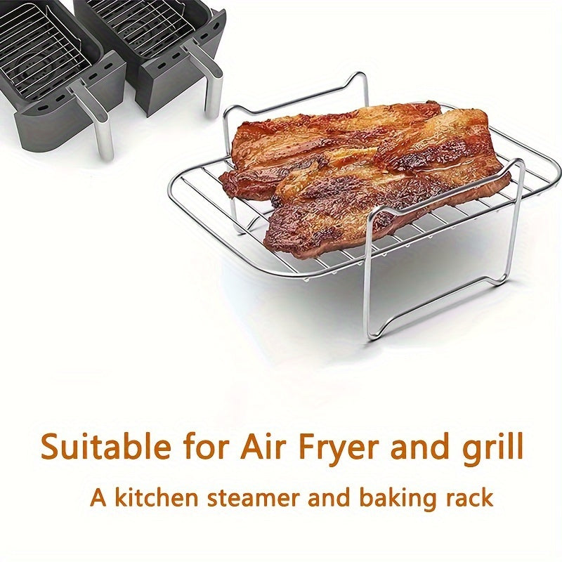 Havo fritüri uchun aksessuarlar to'plami, grill qismi, bug'lash panjalari va ikki qozonli qism bilan