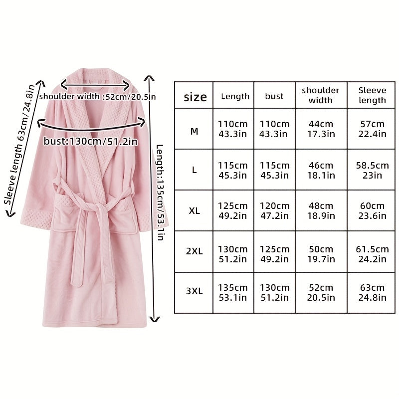 Unisex Flannel Bathrobe for Autumn Winter Cozy Nightwear Home