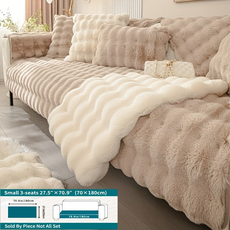 Winter Plush Sofa Cover Anti-Slip Dustproof Slipcover for Couch Living Room Bedroom