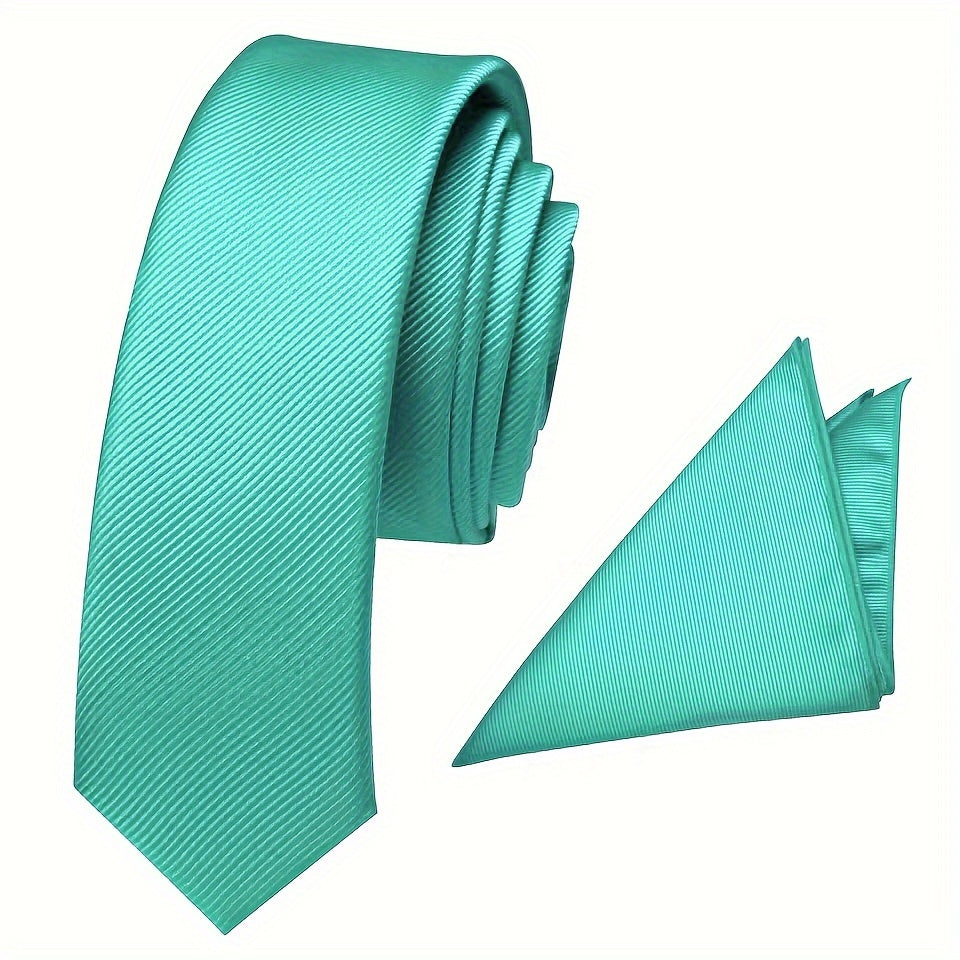 Rasmiy va ish kiyimlari uchun 2 ta to'liq rangli erkaklar galstuklari va ko'rsatilgan cho'ntak shamlari to'plami