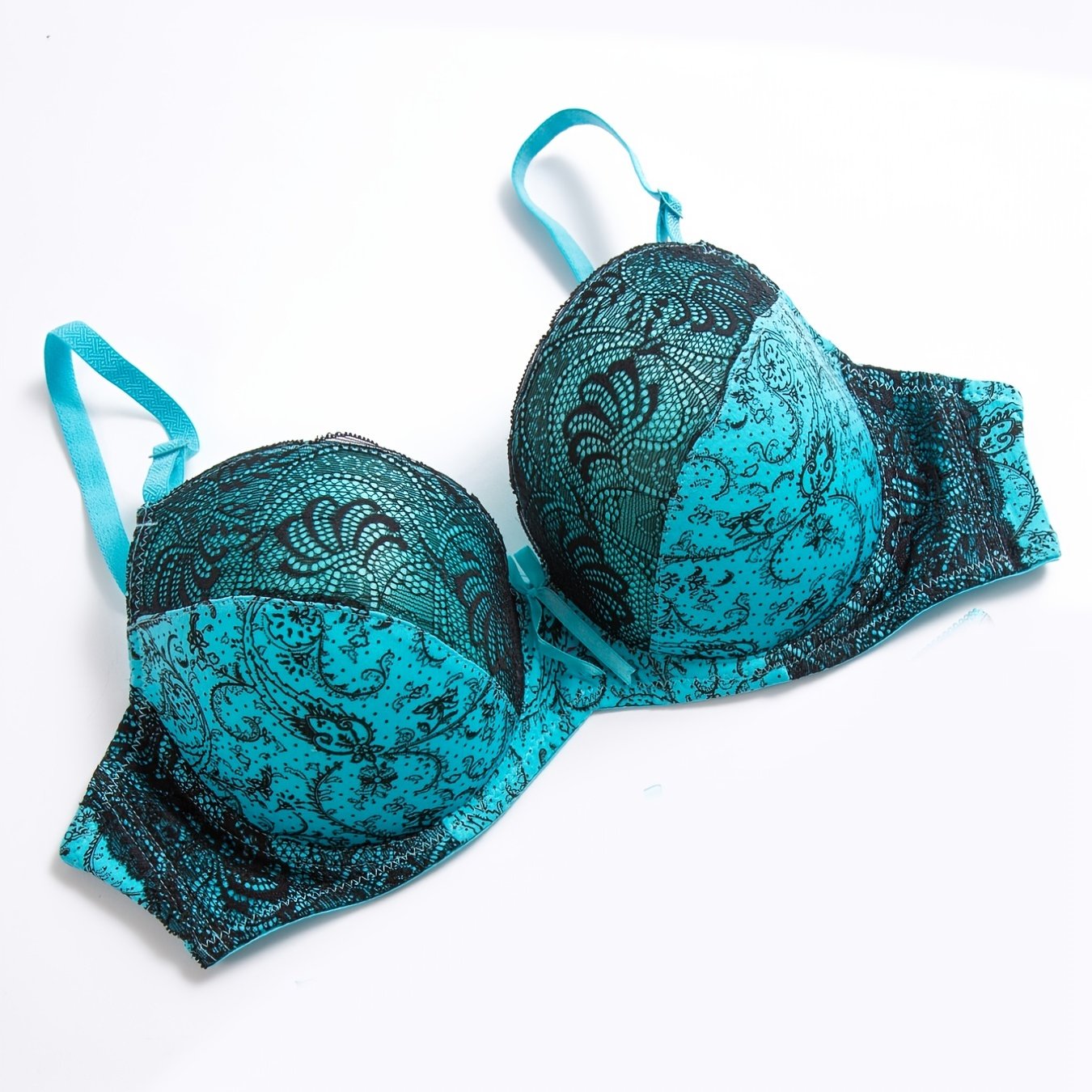 Women's Lace Push-Up Bra with Deep V Padded Cups for Feminine Lingerie