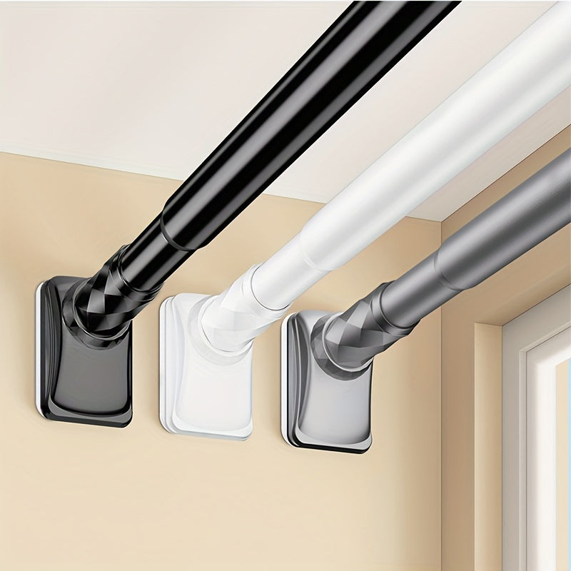 Contemporary Black Metal Spring Tension Rod for Windows, Closets, Bathrooms