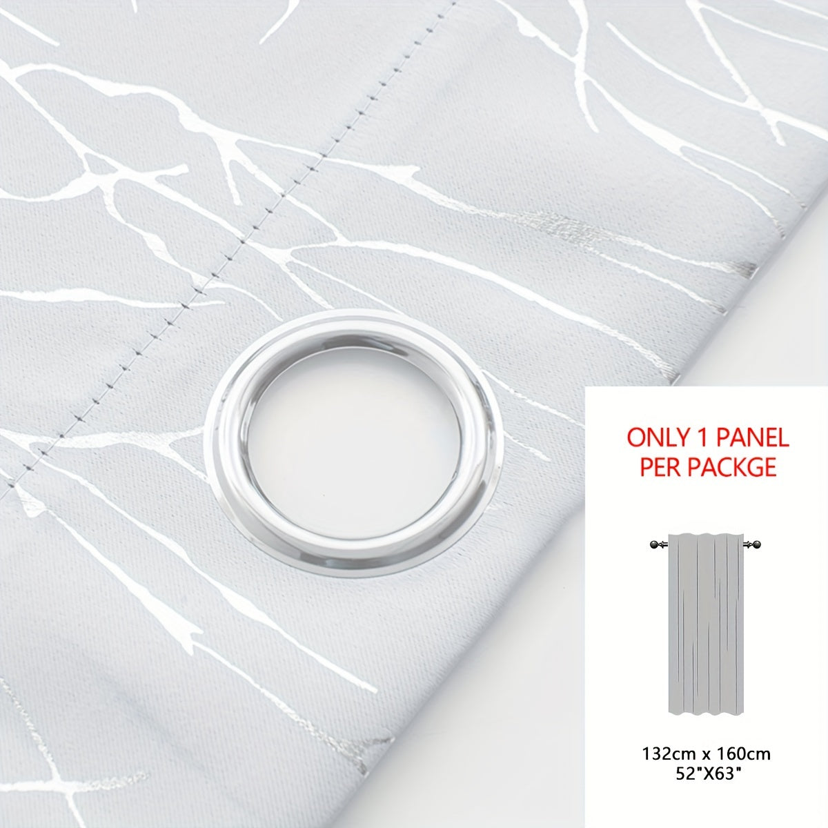 Blackout Curtain with Gold and Silver Tree Branch Pattern for Bedroom Living Room Office