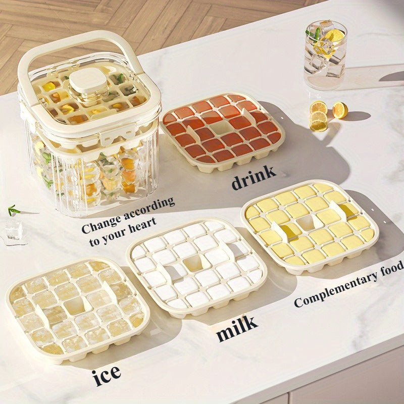 Large Capacity Ice Maker with 48 Grid, Portable Ice Bucket for Summer Use