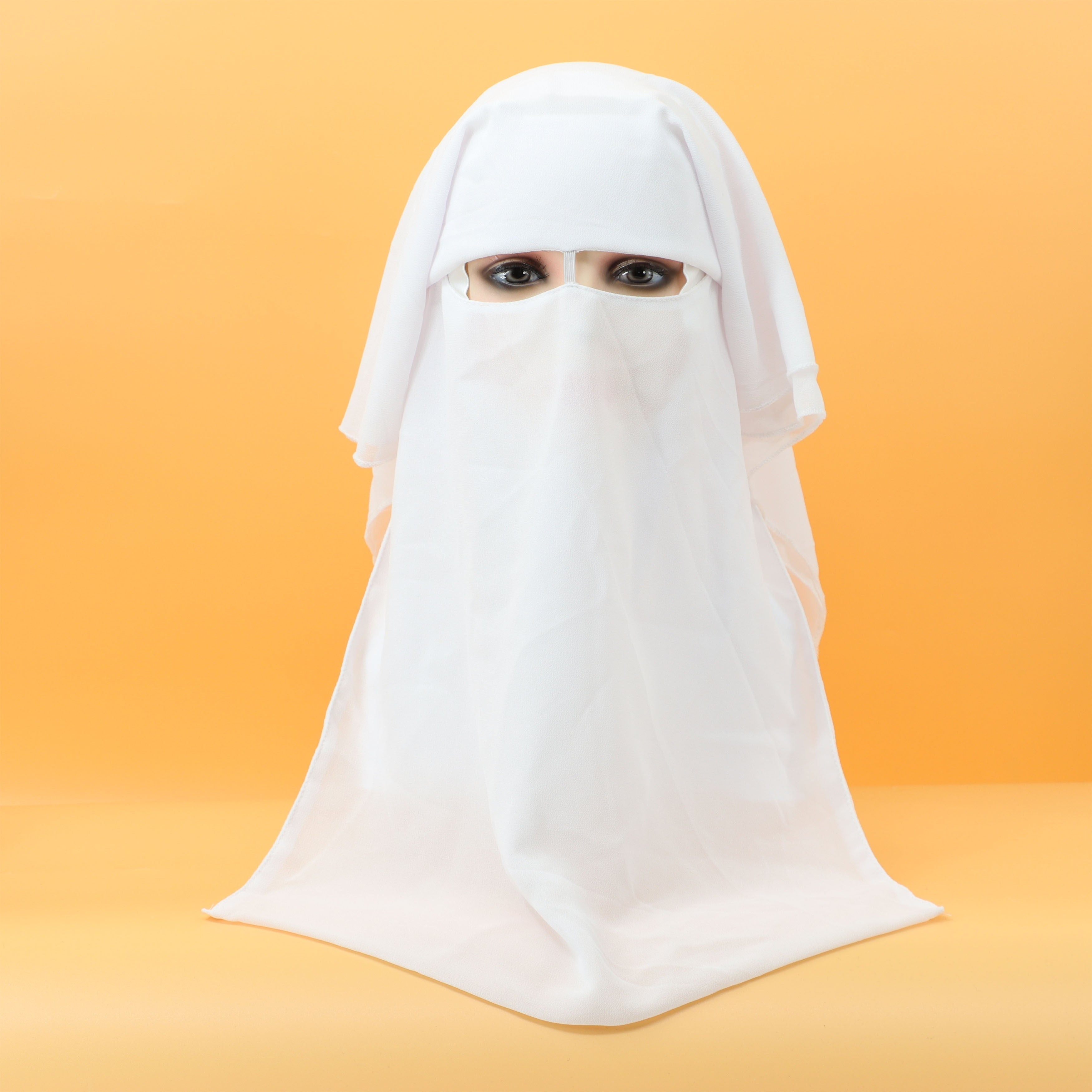 Black Chiffon Niqab Veil Breathable Headscarf for Women