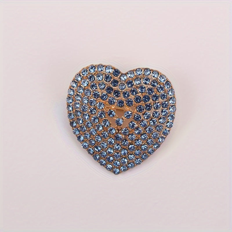 Heart-Shaped Rhinestone Brooch for Women Elegant Jewelry Pin for Dresses Coats