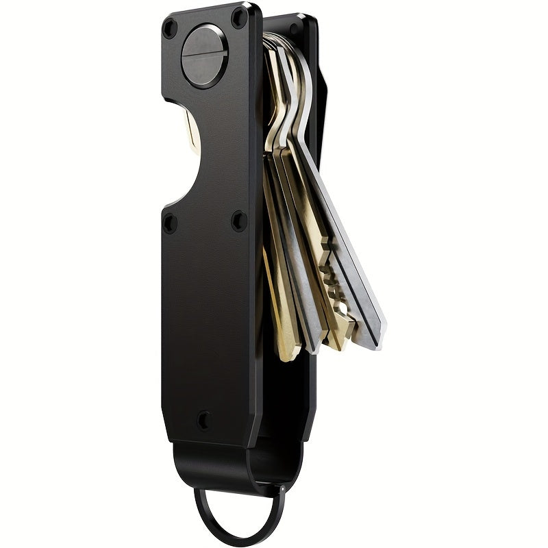 Men's Compact Metallic Key Holder, Minimalist Smart Keychain for 2-6 Keys