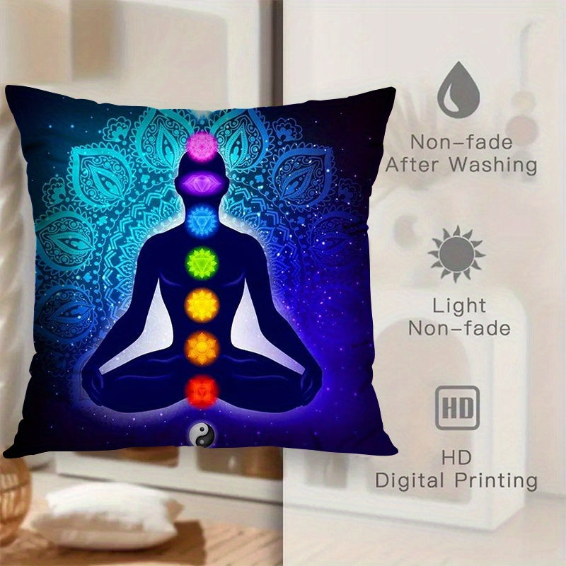 Two-Pack Yoga Meditation Chakra Art Throw Pillow Covers 45.72cm Square Polyester Washable Fade-Resistant
