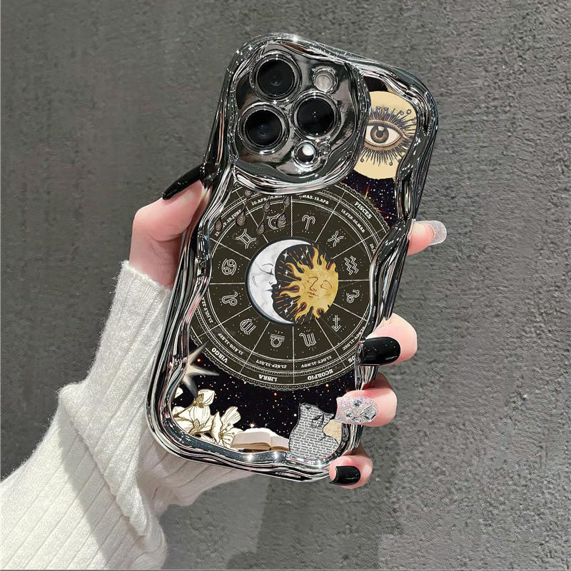 Celestial Zodiac Electroplated Cream Phone Case for iPhone Shock-Resistant and Fashionable
