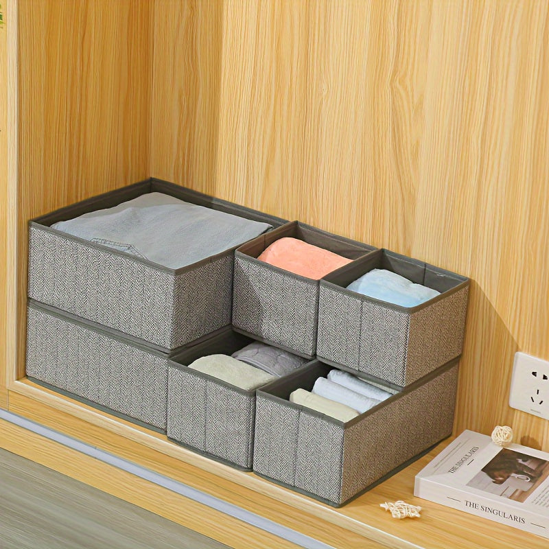 Set of 6 Fabric Drawer Organizers for Clothes and Socks with Animal Prints